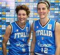 Simona Ballardini and Raffaella Masciadriin Riga Latvia for EuroBasket WOmen 2009 ©Castoria Fiba Europe