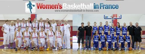 Belarus and the Slovak Republic official team pictures from the 2013 U20 European Championship for  Women Division A