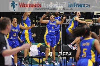 Brazil U19 players celebrate at the U19 FIBA World Championship  © FIBA  