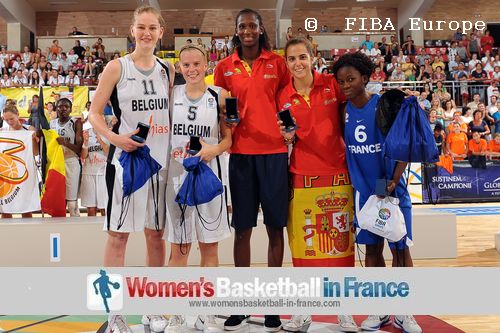  Emma Meesseman, Julie Vanloo, Astou Ndour, Andrea Vilaró, Esther Moisan Niamke © FIBA Europe / Viktor Rébay    