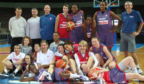 The French women 2009 teams and staff at last training session in Riga, Latvia