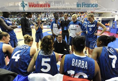 France U19 at time-out during U19 World Championship against Spain © FIBA 