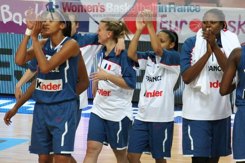  France celebrating victory against Greece at EuroBasket 2011 © womensbasketball-in-france.com 