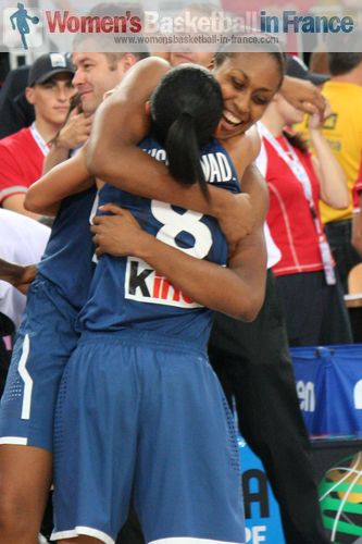 Sandrine Gruda and Edwige Lawson-Wade celebrating