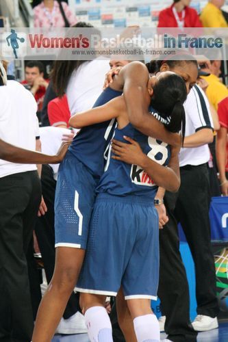 Sandrine Gruda and Edwige Lawson-Wade celebrating