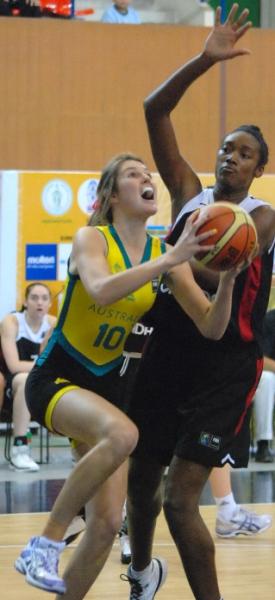 Kayla Alexander also defending against Australia © FIBA