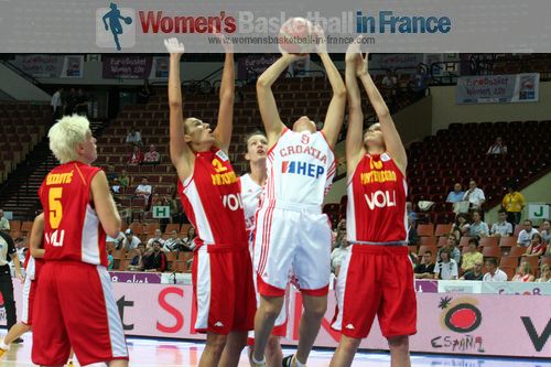 Women playing basketball at EuroBasket 2011: Croatia vs. Montenegro