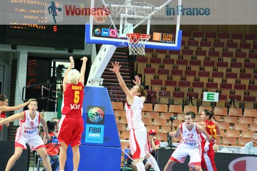 Women playing basketball at EuroBasket 2011: Croatia vs. Montenegro