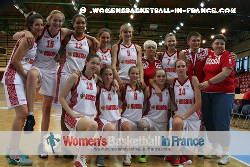   Russia U16 players celebrating in Miskolc © womensbasketball-in-france.com  