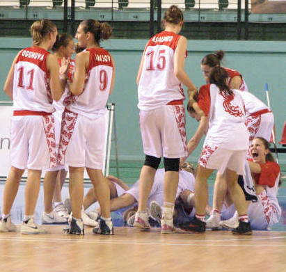 Russia U18 celebrate after beating Serbia