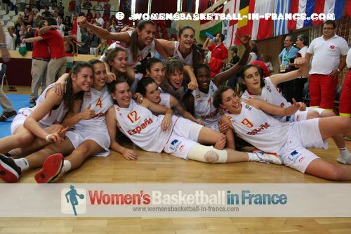   Spanish U16 players celebrating in Miskolc © womensbasketball-in-france.com  