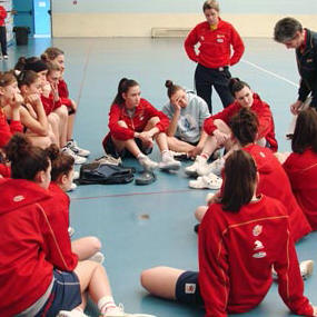  Spain U16 players listing to the coach © FEB