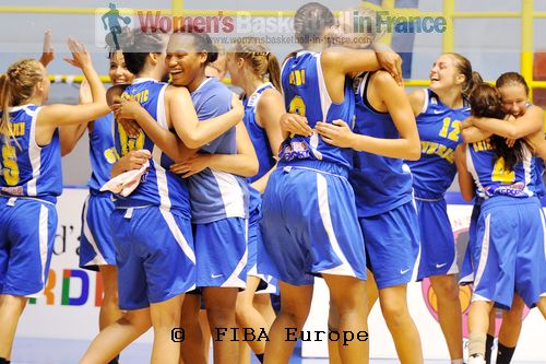  Swedish U16 players after qualifying for quarter-finals  © FIBA / Michele Gregolin  