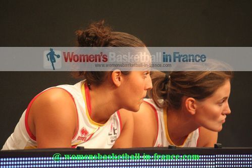 Clémentine Samson and Isabelle Strunc looking on from the bench in Paris