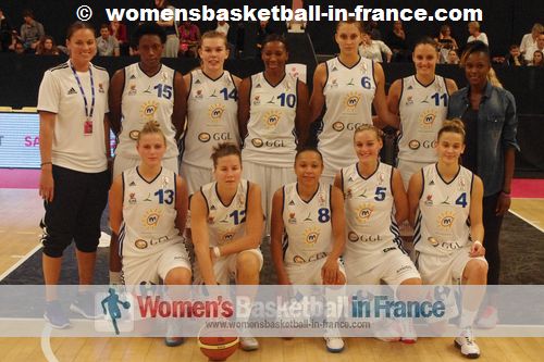 Lattes Montpellier 2012-13: 4 Lidija Turcinovic, 5 Virginie Brémont, 6 Ana Cata-Chitiga, 7 Edwige Lawson-Wade,  Émilie Gomis, Kristen Mann, 10 Géraldine Robert, 11 Ana Lelas, 12 Gaëlle Skrela, 14 Justine Barthelemy, 15 Fatimatou Sacko.