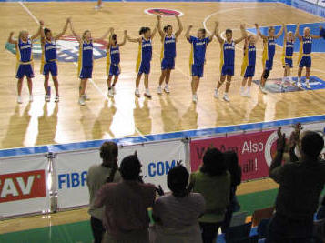 Sweden U18 celebrate with Supporters