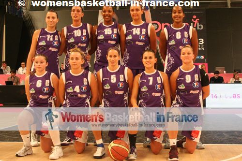 Tarbes' team 2012-2013 taken at the Open LFB in Paris (Joyce Cousseins-Smith, Paoline Salagnac, Elise Marie, Gabriela Ocete, Lauren Ervi, Laurie Datchy, Naura El Gargati, Jovana Rad, Charlotte Preiss, Angelica Robinson