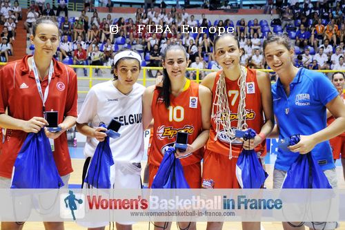  2011 U16 Division A all-tournament team: Hülya Coklar, Hind Ben Abdelkader, Leticia Romero, María Arrojo and Cecilia Zandalasin    © FIBA Europe - Castoria/Gregolin  