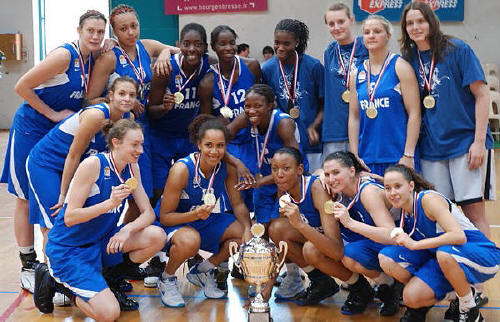 France U20 celebrate winning in Bourg-en-Bresse © womensbasketball-in-france.com