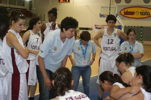  Portugal discuss basketball tactics after first period &copy; WomensBasketball-in-france.com