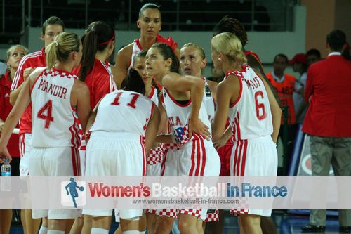 Players from Croatia celebrate victory at Olympic Qualifying Tournament &copy;  womensbasketball-in-france.com 