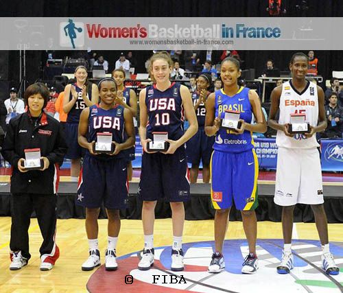 Rui Machida, Ariel Massengale, Breanna Stewart; Damiris Dantas and Astou Ndour - 2011 U19 FIBA world Championship for women all tournament team © FIBA 2011